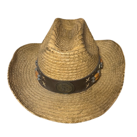 Black Canyon Outfitters Straw Hat OSFM With Beads and Medallion - Picture 3 of 12